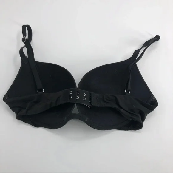 Victorias Secret Dream Angels Padded Demi Bra 32D Black Push Up Underwire - Picture 3 of 7
